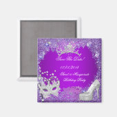 Bewaar de datum Sweet 16 Masquerade Paars Roze Magneet (Voorkant / Achterkant)