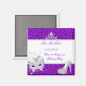 Bewaar de datum Sweet 16 Masquerade Paarse Magneet (Voorkant / Achterkant)