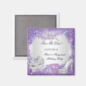 Bewaar de datum Sweet 16 Masquerade Paarse Wit Magneet (Voorkant / Achterkant)