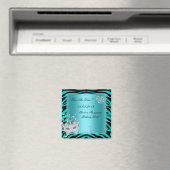 Bewaar de datum Sweet 16 Masquerade Teal Zebra Magneet (Insitu (Vaatwasser))