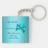 Bewaar de datum Sweet 16 Quinceanera Masquerade Bl Sleutelhanger (Achterkant)