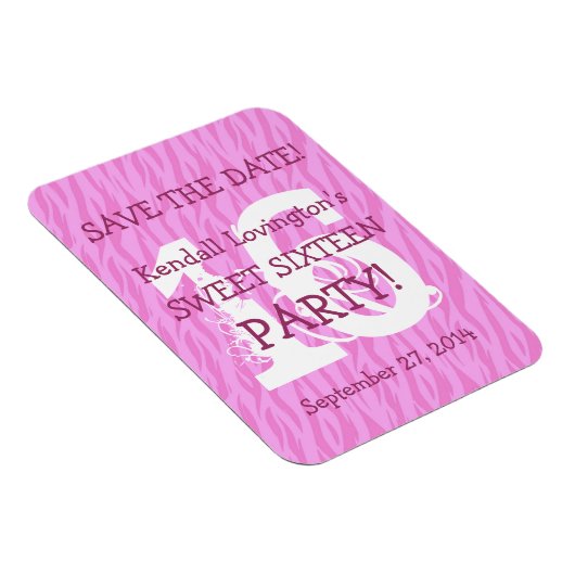 Bewaar de datum Sweet 16 Zebra Verjaardag Magneet (Rechterzijde)