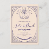 Bewaar de datum Tarot Moon Crystal Hearts Wedding Informatiekaartje (Voorkant)