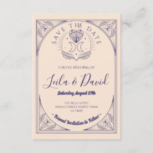 Bewaar de datum Tarot Moon Crystal Hearts Wedding Informatiekaartje