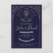 Bewaar de datum Tarot Moon Crystal Hearts Wedding Informatiekaartje (Voorkant)