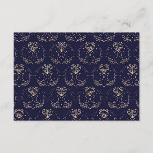 Bewaar de datum Tarot Moon Crystal Hearts Wedding Informatiekaartje (Achterkant)