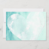 Bewaar de datum Teal Witte Waterverf Hart Kaart (Achterkant)