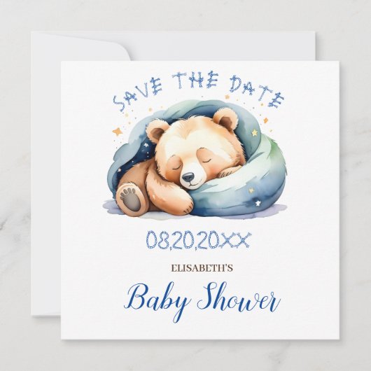Bewaar de datum Teddy Bear Baby shower (Voorkant)
