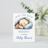 Bewaar de datum Teddy Bear Baby shower Briefkaart (Staand voorkant)