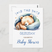 Bewaar de datum Teddy Bear Baby shower Briefkaart (Voorkant / Achterkant)