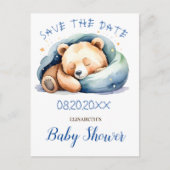 Bewaar de datum Teddy Bear Baby shower Briefkaart (Voorkant)
