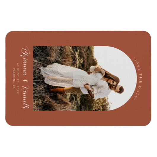Bewaar de datum Terracotta met Arch Photo Magneet (Horizontaal)