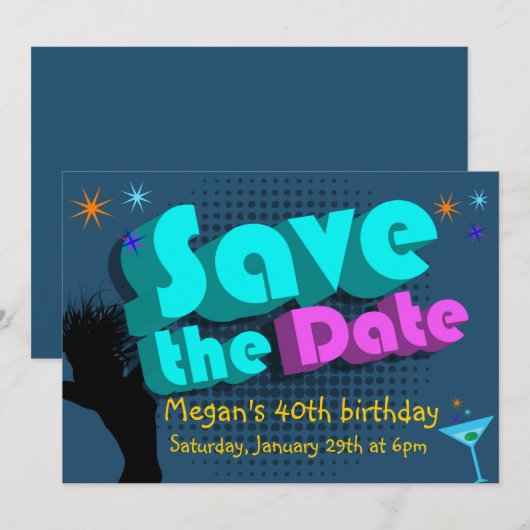 Bewaar de datum Terug naar jaren '80 Feestuitnodig Kaart (Voorkant / Achterkant)