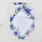 Bewaar de datum | Transparante waterverf bloemen Save The Date (Voorkant / Achterkant)