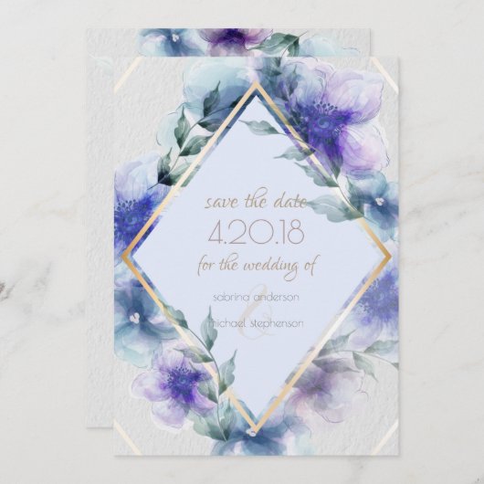 Bewaar de datum | Transparante waterverf bloemen Save The Date (Voorkant / Achterkant)