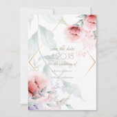 Bewaar de datum | Trendy Koraal/Lilac Aquarel Pioe Save The Date (Voorkant)