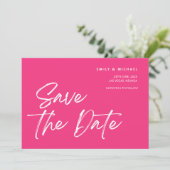 Bewaar de datum Trendy Pink & White Flamingo Custo Save The Date (Staand voorkant)