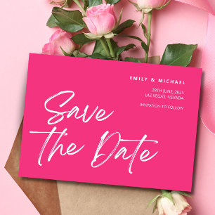 Bewaar de datum Trendy Pink & White Flamingo Custo Save The Date