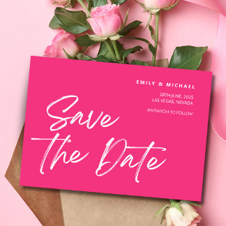 Bewaar de datum Trendy Pink & White Flamingo Custo Save The Date