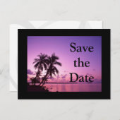Bewaar de datum Tropical Paarse Aankondigingskaart (Voorkant / Achterkant)