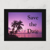 Bewaar de datum Tropical Paarse Aankondigingskaart (Voorkant)