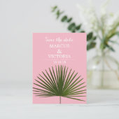Bewaar de datum Tropical Palm Frond Leaf Wedding Aankondigingskaart (Staand voorkant)