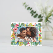 Bewaar de datum Tropical Wedding Briefkaart (Staand voorkant)