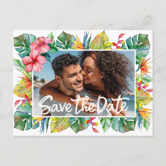 Bewaar de datum Tropical Wedding Briefkaart (Voorkant)