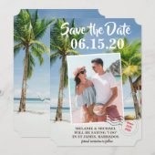 Bewaar de datum Tropische bagagelabel foto Save The Date (Voorkant / Achterkant)