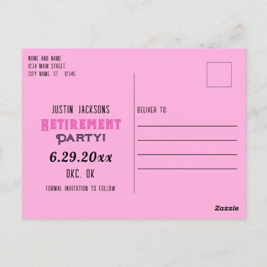 Bewaar de datum Tropische Pensioen Partij Briefkaart (Achterkant)