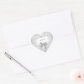 Bewaar de datum Trouw damast wit zilveren boog Hart Sticker (Envelop)
