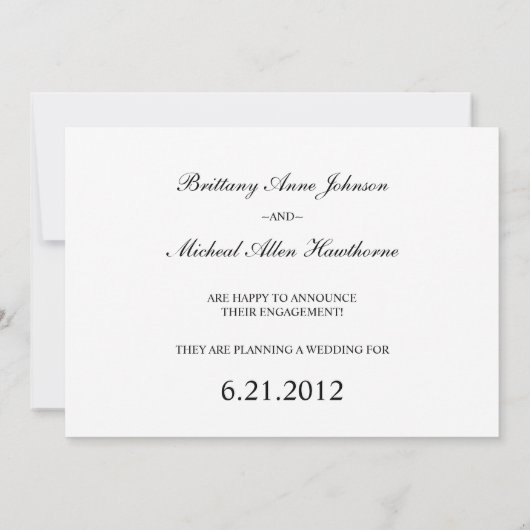 Bewaar de datum trouw engagement aankondiging (Achterkant)