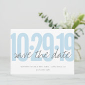 Bewaar de datum, trouwen, foto op achterkant, blau save the date (Staand voorkant)