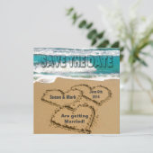 BEWAAR DE DATUM - TROUWEN - STRAND / OCEAAN KAART (Staand voorkant)