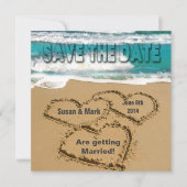 BEWAAR DE DATUM - TROUWEN - STRAND / OCEAAN KAART (Voorkant)