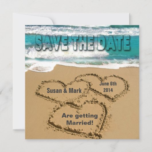 BEWAAR DE DATUM - TROUWEN - STRAND / OCEAAN KAART (Voorkant)