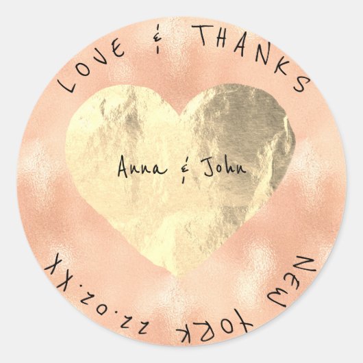 Bewaar de datum Trouwnaam Sepia Gold Copper Peach Ronde Sticker (Voorkant)