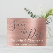 Bewaar de datum Trouwroos Goud Roze Folie Save The Date (Staand voorkant)