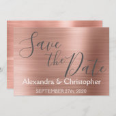 Bewaar de datum Trouwroos Goud Roze Folie Save The Date (Voorkant / Achterkant)