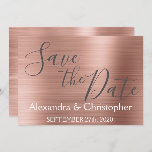 Bewaar de datum Trouwroos Goud Roze Folie Save The Date (Voorkant / Achterkant)