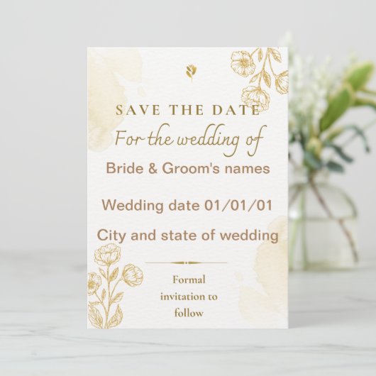 Bewaar de datum trouwuitnodiging save the date (Staand voorkant)