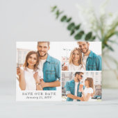 Bewaar de datum Turquoise & Gold Marble 3-fotokaar Kaart (Staand voorkant)