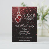 Bewaar de datum - Uitnodiging met rode glitter (Staand voorkant)