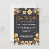 Bewaar de Datum Uitnodiging Zwart Goud 50e Verjaar (Voorkant)