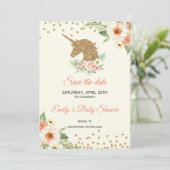 Bewaar de datum Unicorn Glitter Peach Gold Save The Date (Staand voorkant)