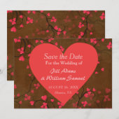 Bewaar de datum valentinehart save the date (Voorkant / Achterkant)