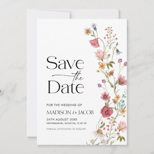 Bewaar de datum van de bloemuitnodiging kaart (Voorkant)