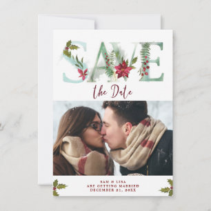 Bewaar de datum van de kerstvakantie fotokaart feestdagenkaart