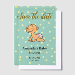 Bewaar de datum van het pasgeboren baby shower vellum uitnodigingen