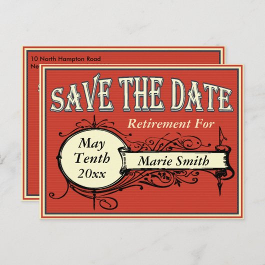  Bewaar de datum van pensionering Aankondigingskaart (Voorkant / Achterkant)